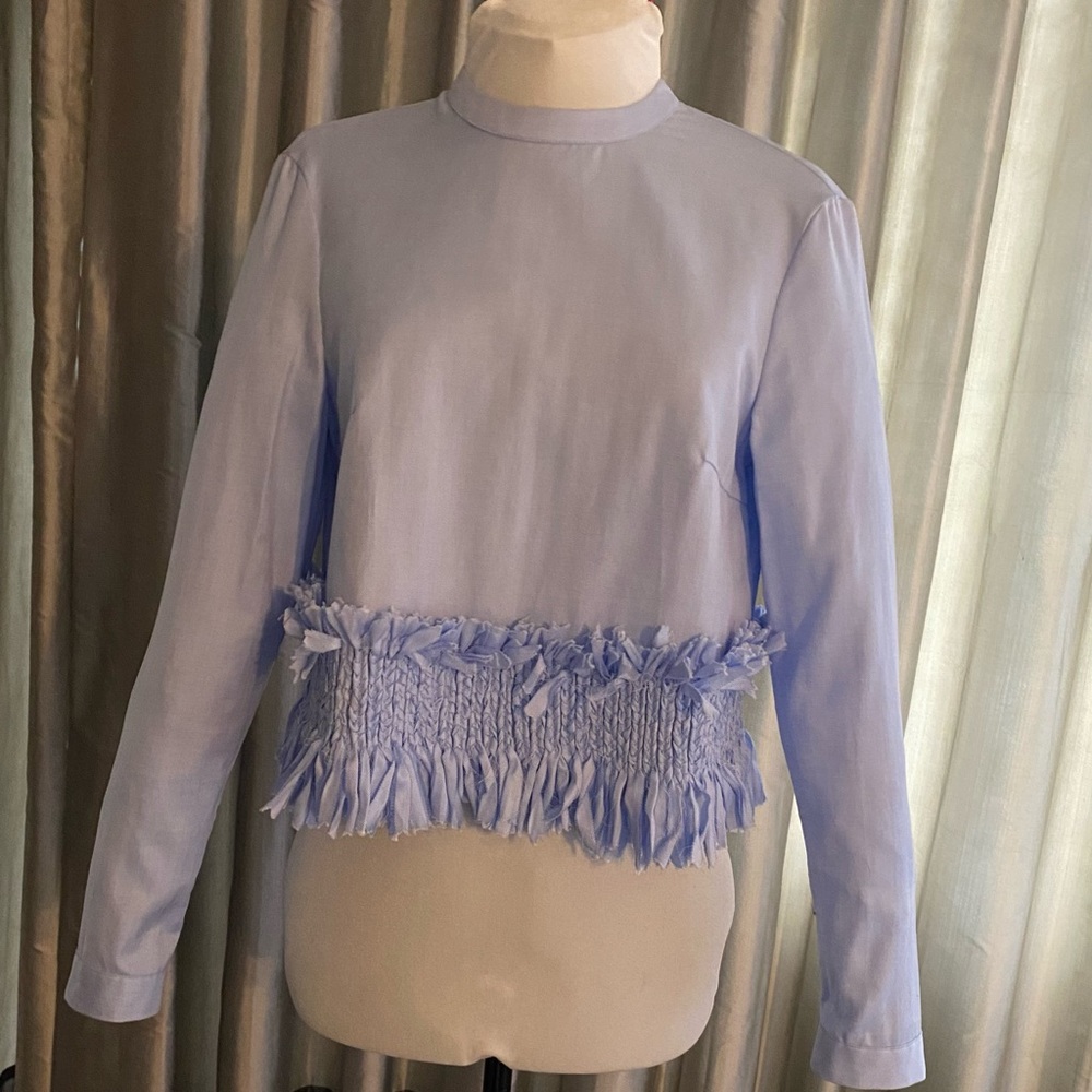 XU ZHI cotton cropped cotton blouse with ruched detail